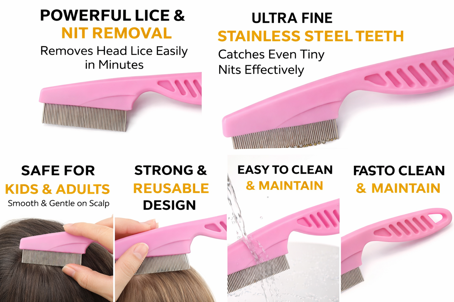 Professional Anti Lice & Nit Removal Comb – Stainless Steel Hair Lice Removal Comb for Kids & Adults | 🔥 Combo Offer – Buy 2 Comb & Save ₹40